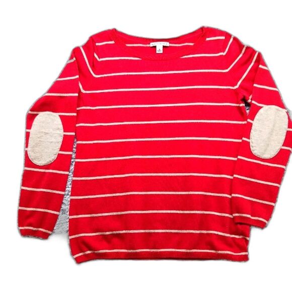 Banana Republic Womans XL Lightweight Long Sleeve Striped Sweater w/ Elbow Patch - Picture 2 of 12